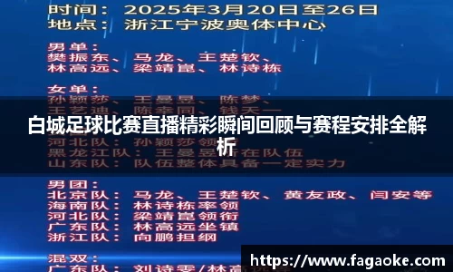 白城足球比赛直播精彩瞬间回顾与赛程安排全解析