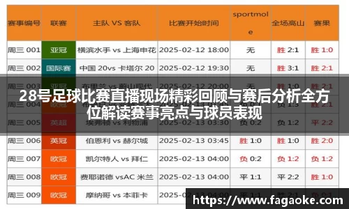 28号足球比赛直播现场精彩回顾与赛后分析全方位解读赛事亮点与球员表现