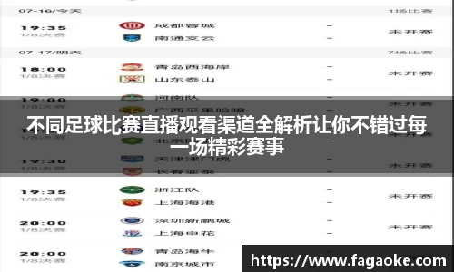 不同足球比赛直播观看渠道全解析让你不错过每一场精彩赛事