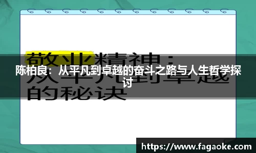 陈柏良：从平凡到卓越的奋斗之路与人生哲学探讨